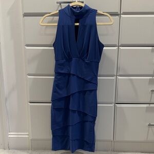 White House Black Market Elegant Blue Sleeveless Dress Zipup back Size 0